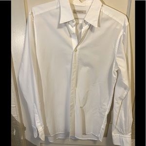 Beautiful white cotton men’s dress shirt by Ermenegildo Zegna… nice texture L